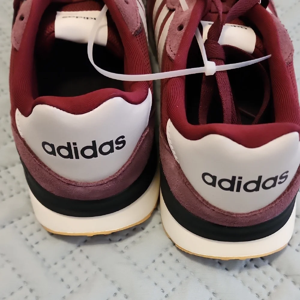 Adidas Men's Maroon and White Sneakers